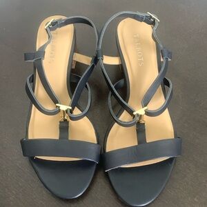 1 Pair  Talbots Strappy Sandals in Navy Blue .